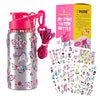 FSTSLK Girls Gifts Decorate Your Own Water Bottle with 14 Sheets of Unicorn Stickers & Glitter Gem. Cool Valentines Day Gifts for Kids & Easter Basket Stuffers for Girls Age 6 and Up