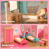 Giragaer Wooden Dollhouse Furniture 5 Set, Wood Doll House Miniature Bathroom/Living Room/Dining Room/Bedroom/Kitchen House Furniture Doll Decoration Accessories Pretend Play Kids Toy Colorful
