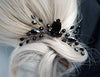 Aimimier Bridal Black Crystal Hair Comb Marquise Back Comb Wedding Headpiece Prom Party Festival Hair Accessories for Women and Girls