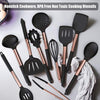 Silicone Cooking Utensil Set, Fungun 24pcs Silicone Cooking Kitchen Utensils Set, Non-stick Heat Resistant - Best Kitchen Spatulas Set with Copper Stainless Steel Handle - Black(BPA Free, Non Toxic)