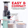 DASH Deluxe Compact Masticating Slow Juicer, Easy to Clean Cold Press Juicer with Brush, Pulp Measuring Cup, Frozen Attachment and Juice Recipe Guide - Aqua