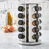 Kamenstein 20 Jar Revolving Countertop Spice Rack with Spices Included, FREE Spice Refills for 5 Years, Polished Stainless Steel with Black Caps, 30020