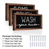 LIBWYS Bathroom Sign & Plaque (Set of 3) Wash Your Hands Brush Your Teeth Comb Your Hair Decorative Rustic Wood Farmhouse Bathroom Wall Decor (Black)