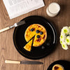 AmorArc Ceramic Plates Set of 6, 8.0 Inch Round Stoneware Salad Plates Use for Dessert, Salad, Appetizer etc,Microwave and Dishwasher Safe, Scratch Resistant Small Deep Dinner Plates-BLACK