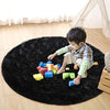 junovo Round Rug 4x4 Feet Fluffy Soft Area Rugs for Kids Girls Room Princess Castle Plush Shaggy Carpet Cute Circle Nursery Rug for Kids Girls Bedroom Baby Room Home Decor Circular Carpet, Black