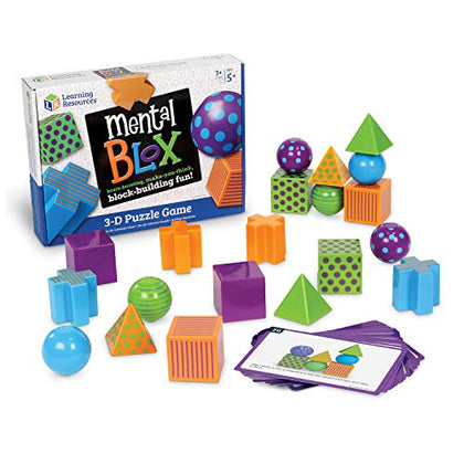 Learning Resources Mental Blox Critical Thinking Game, Homeschool, 20 Blocks, 40 Activity Cards, Ages 5+,Multicolor