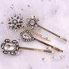 4PCS Vintage Rhinestone Pearl Bobby Pins Decorative Hair Slides Clips Accessories Women