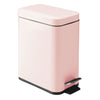 mDesign Small Modern 1.3 Gallon Rectangle Metal Lidded Step Trash Can, Compact Garbage Bin with Removable Liner Bucket and Handle for Bathroom, Kitchen, Craft Room, Office, Garage - Light Pink