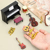 Dollhouse Miniature Musical Instrument Set in 1:12 Scale, Mini Dollhouse Musical Instrument Model Includes Violin Piano Trumpet Saxophone Electric Guitar, Model Accessory for Dollhouse Mini Music Room