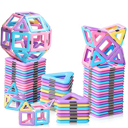 Magnetic Tiles Toys for 3 4 5 6 7 8+ Year Old Boys Girls Upgrade Macaron Castle Blocks Building Set for Toddlers STEM Creativity/Educational Toys for Kids Age 3-6 Christmas Birthday Gifts