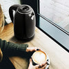 OVENTE Portable Electric Kettle Stainless Steel Instant Hot Water Boiler Heater 1.7 Liter 1100W Double Wall Insulated Fast Boiling with Automatic Shut Off for Coffee Tea & Cold Drinks, Black KD64B