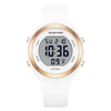 GOLDEN HOUR Waterproof Sport Women's Digital Chronograph Silicone Strap Watch in White