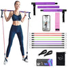 Portable Pilates Bar Kit with Resistance Bands (20, 30, 40, 50 LB) - Guided 8-Week Pilates Bar Kit Plan - Premium Quality Home Equipment 3-Section Pilates Bar with Resistance Bands Full-Body Toning