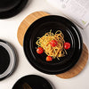 AmorArc Ceramic Plates Set of 6, 8.0 Inch Round Stoneware Salad Plates Use for Dessert, Salad, Appetizer etc,Microwave and Dishwasher Safe, Scratch Resistant Small Deep Dinner Plates-BLACK