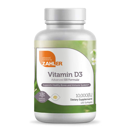 Zahler - Advanced Vitamin D3 10,000 IU Softgels (120 Count) Kosher Vegetarian Friendly Vitamin D for Immune Support, Bone, Teeth & Muscle Health - Daily D3 Vitamin Supplement for Adults - Easy Swallow