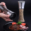 Salt and Pepper Grinder Set Combo - Two Free Spice Jars - Black Pepper,Herb Shakers Mill Refillable Manual - Stainless Steel - Adjustable Coarseness - Glass Material - Fits in Home,Kitchen,Barbecue