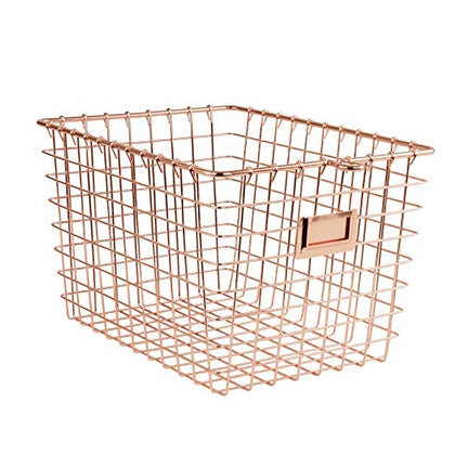 Spectrum Diversified Wire, Vintage Locker Basket Style, Rustic Farmhouse Chic Steel Storage for Closets, Pantry, Kitchen, Garage, Bathroom & More, Small, Copper