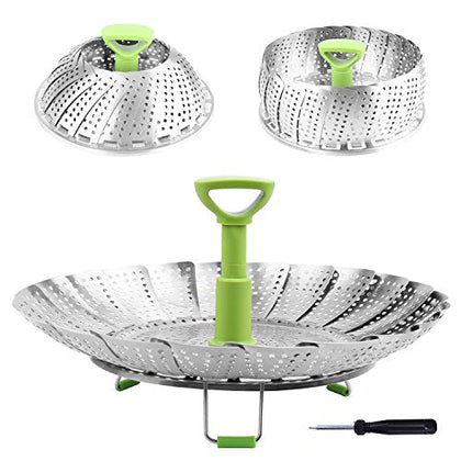 Steamer Basket Stainless Steel Vegetable Steamer Basket Folding Steamer Insert for Veggie Fish Seafood Cooking, Expandable to Fit Various Size Pot (5.1