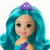 Barbie Dreamtopia Chelsea Mermaid Doll with Teal Hair & Tail, Tiara Accessory, Small Doll Bends At Waist