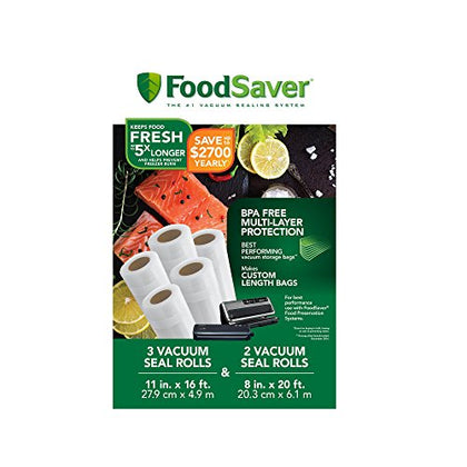 FoodSaver Vacuum Sealer Bags, Rolls for Custom Fit Airtight Food Storage and Sous Vide, 8