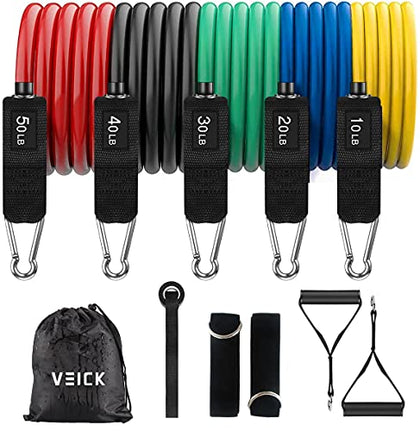 VEICK Resistance Bands, Exercise Bands, Workout Bands, Resistance Bands for Working Out with Handles for Men and Women, Exercising Bands for Strength Training Equipment at Home