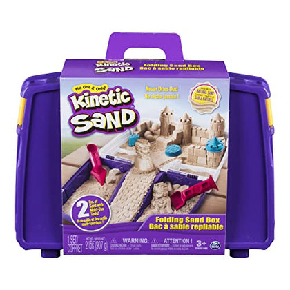 Kinetic Sand, Folding Sand Box with 2lbs of Play Sand, 7 Molds and Tools, Sensory Toys, for Kids Ages 3 and up