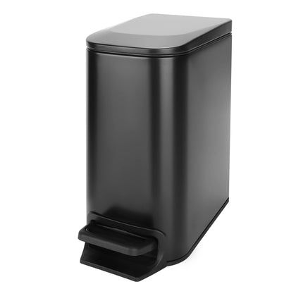 Cesun Small Bathroom Trash Can with Lid Soft Close, Step Pedal, 6 Liter / 1.6 Gallon Stainless Steel Garbage Can with Removable Inner Bucket, Anti-Fingerprint Finish (Matt Black)