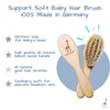 Super Soft Baby Hair Brush, Grooming Kit Must-Have, Baby Essentials, Ideal Gift for Baby Shower, All Natural Goat Hair and Beech Wood - Baby Blue Giraffe