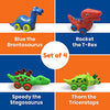 3 Bees and Me Dinosaur Car Toys for Toddlers | Dinosaurs with Wheels 4-in-1 Pack, Fun Party Toy, Play Set for Kids | Birthday Gift for Boys and Girls