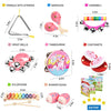 oathx Baby Musical Toys for Toddler Kids Musical Instruments Girls Toys 14 Pcs, 1st Birthday Girl Gifts with Wood Xylophone Tambourine Maracas Egg Shaker Pink