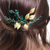 BERYUAN Gold Hair Accessories Green Hair Accessories Emerald Hair Accessories Emerald Green Hair Accessories Decorative Hair Combs Bridal Hair Comb Wedding headpiece for Bride