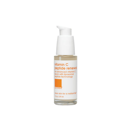 LATHER Vitamin C Peptide Renewal | Vitamin C Serum | Face Serum | Skincare For Combination, Dry & Mature Skin Types | Beauty Products | Brightening Serum | Peptide Serum | Self Care Products | 1 Fl Oz