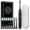 kingheroes Electric Toothbrush Set, Comes with 8 Brush Heads & Travel Case,4 Modes with 2 Minutes Built in Smart Timer, One Charge for 60 Days, 42000 VPM Motor (Black)