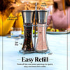 Willow & Everett Salt and Pepper Grinder Set - Stainless Steel Refillable Salt & Peppercorn Shakers