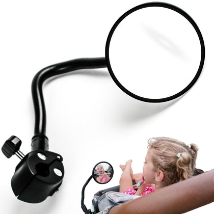 Pramglam Looky Lou Stroller Mirror - See Your Baby's Face on Stroller Walks. Stroller Accessories to Connect & Engage with Baby or Toddler in Pram or Jogging Stroller. Universal Stroller Attachment.