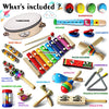 LOOIKOOS Toddler Musical Instruments,Wooden Percussion Instruments Toy for Kids Baby Preschool Educational Musical Toys Set for Boys and Girls with Storage Bag