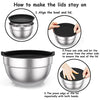 TAEVEKE 7PCS Mixing Bowls with Lids Set, Stainless Steel Nesting Mixing Bowl Set for Baking, Mixing, Serving & Prepping, Set of 7-5, 3.5, 2.5, 2, 1.5, 1, 0.67QT (Black)