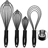 Silicone Whisk set, Non Scatch Coated Whisks for Cooking and Baking, Heavy Duty Set of 4 Kitchen Whisk - 11'' Flat Wisk and 8.5''+10''+12'' Balloon Whisk