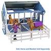 Breyer Horses Freedom Series Deluxe Country Stable & Wash Stall with Freedom Series Horse | 6 Piece Barn Playset Toy | 1:12 Scale Figurine | Model #61149 , Blue