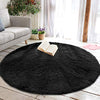 junovo Round Rug 4x4 Feet Fluffy Soft Area Rugs for Kids Girls Room Princess Castle Plush Shaggy Carpet Cute Circle Nursery Rug for Kids Girls Bedroom Baby Room Home Decor Circular Carpet, Black