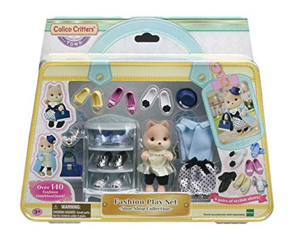 Calico Critters Fashion Playset Shoe Shop Collection, Dollhouse Playset with Caramel Dog Figure and Fashion Accessories