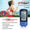 3DTriSport Walking 3D Pedometer with Clip and Strap, Free eBook | 30 Days Memory, Accurate Step Counter, Walking Distance Miles/Km, Calorie Counter, Daily Target Monitor, Exercise Time. (Blue)