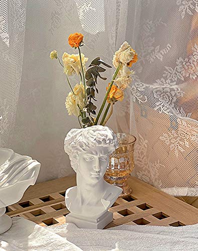 Greek Roman Style Statue Flowers Vase Succulent Planter - Makeup Brushes Container Pen Holder - Great Gift for Home or Office Decoration (David-Small(6.5x3.5inch))