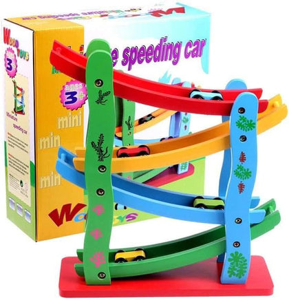 Wooden Car Race Track Ramp Toy for 3+ Year Old Toddler | Motor Skills Race Track Wooden Toy with 4 Cars and stable Base | Great Montessori Toys Gift for Toddlers. Brand: Generic