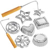 8-Piece Rosette&Timbale Set, Aluminum Waffle Molds with Wooden Handle, Homemade Swedish for Rosette Bunuelos Cookie