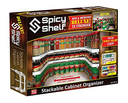 Spicy Shelf Deluxe - Expandable Spice Rack and Stackable Cabinet & Pantry Organizer (1 Set of 2 shelves) - As seen on TV Deluxe (Spicy Shelf Organizer)