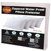 4 Pack Waterproof Pillow Protectors Standard 20x26 Inches Smooth Zipper Premium Encasement Covers Quiet Cases Set White 100% Liquid Protection