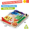 deMoca Busy Board Montessori Toys for Toddlers, Kids Sensory Wooden Activity Board with 10 Preschool Educational Activities to Develop Fine Motor Skills, Travel Toy, Boys & Girls Gift