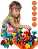 Skoolzy Peg Board Toddler Stacking Toys - STEM Color Sorting Learning Games - Montessori Toys for 1, 2, 3, 4 Year Old Boys & Girls - 38pc Shapes Puzzle Educational Manipulatives, Ebook, Tote