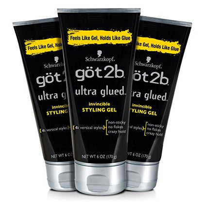 Got2b Ultra Glued Invincible Styling Hair Gel, 6 oz (Count of 3)